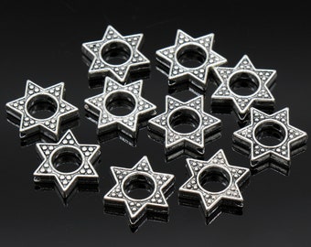 8 Pcs Star Spacer Perles Antique Silver Tone - B74