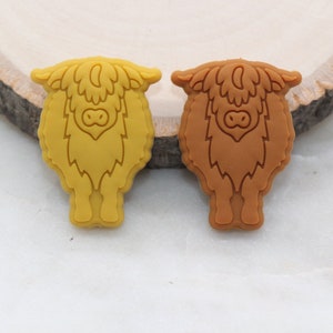 Highland Cow Silicone Beads, Animal Themed Silicone Beads, Cow Focal Silicone Beads, Chunky Beads, Silicone Loose Beads #311