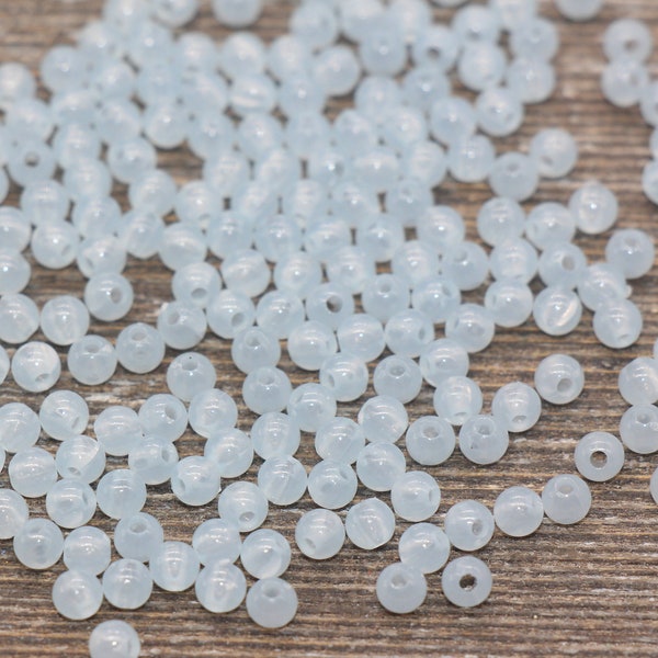 4mm Baby Blue Round Beads, Translucent Blue Round Gumball Beads, Round Spacer Beads, Bubblegum Beads, Plastic Round Smooth Bead #1634