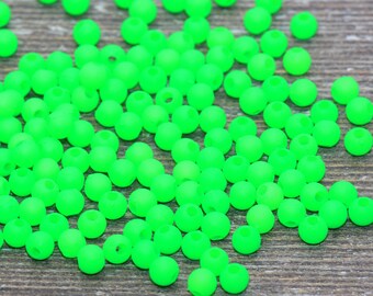 4mm Matte Green Round Beads, Acrylic Gumball Beads, Frosted Green Round Spacer Beads, Bubblegum Beads, Plastic Round Smooth Bead #1051