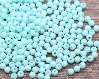 4mm Blue Round Beads, Acrylic Gumball Beads, Blue Round Spacer Beads, Bubblegum Beads, Plastic Round Smooth Bead #310