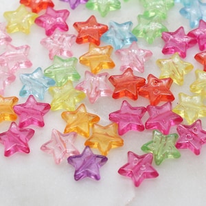 Translucent Multicolored Star Beads, Rainbow Acrylic Star Beads, Plastic Colorful Star Beads, Star Shaped Beads, #2721