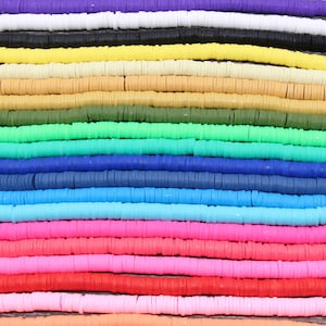 6mm Heishi Beads, Polymer Clay Disc Beads, African Disc Beads, Wholesale Vinyl Heishi, Full Strand