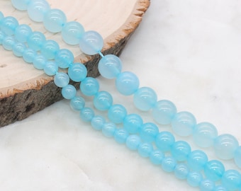 Perline di agata blu, perline rotonde di pietre preziose blu, misure 6 mm, 8 mm, 10 mm #267