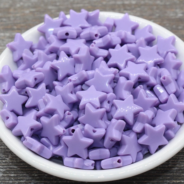 Purple Star Beads, Purple Acrylic Star Beads, Plastic Star Beads #1484