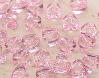 Chunky Pink Heart Beads, Transparent Pink Acrylic Heart Beads, Chunky Heart Beads, Plastic Heart Shape Beads, Vertical Hole Hearts #2841