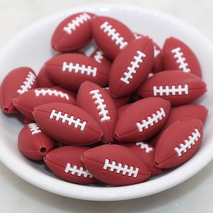 Football Silicone Beads,  Sports Print Silicone Beads, Soft Sports Ball Beads, Chunky Beads, Silicone Beads #243