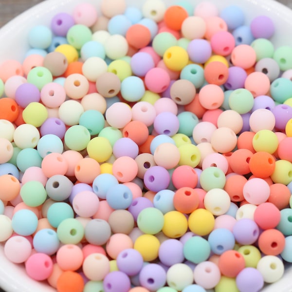 6mm Matte Pastel Multicolor Gumball Beads, Round Acrylic Loose Beads, Matte Bubblegum Beads, Chunky Beads, Round Plastic Beads #139