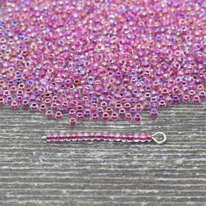 2mm Violet Pink Seed Beads, 2mm 12/0 Glass Round Seed Beads, Iridescent Translucent Seed Beads, Round Beads, Beading Supplies #1294