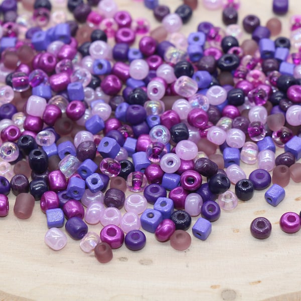 Mix Purple and Pink Glass Seed Beads, Size 4mm 6/0 Glass Seed Beads, Multicolor Seed Beads, Rocailles Beads, Bracelet Beads #3086