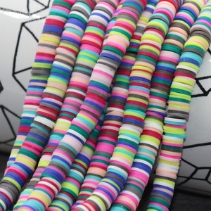 8mm Multicolored Heishi Beads, Rainbow Color Polymer Clay Disc Beads, African Disc Beads, Vinyl Heishi, 16 inch Strand #123