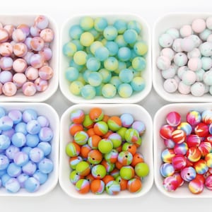 12mm Tie-Dye Printed Silicone Beads, Round Silicone Beads, Bubblegum Beads, Beads for Pens, Beads for Bracelets