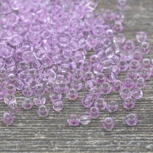 Transparent Glass Seed Beads, 4mm 6/0 Glass Round Seed Beads, Light Purple Trans Seed Beads, Rocailles Beads, Beading Supplies #2271