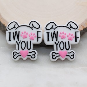 I Woof You Paw Silicone Beads, Pet Paw Silicone Beads, Dog Silicone Beads, Chunky Beads, Silicone Loose Beads #307