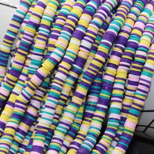 6mm Multicolored Heishi Beads, Polymer Clay Disc Beads, African Disc Beads, Wholesale Vinyl Heishi, 16 inch Strand #366