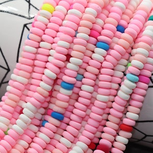 6mm Chunky Multicolor Polymer Clay Beads,  Mix Colors Heishi Spacer Beads, Polymer Clay Rondell Beads, Vinyl Heishi Spacer Beads #363