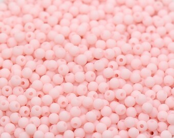 4mm Matte Pink Round Beads, Acrylic Gumball Beads, Frosted Pink Round Spacer Beads, Bubblegum Beads, Plastic Round Bead #712