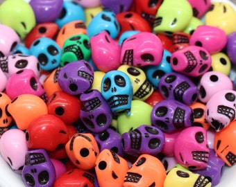 30Pcs Mixed colors acrylic skull charms Beads 12mmX23mm DIY Findings 30Pcs Mixed colors acrylic skull charms Beads 12mmX23mm DIY Findings