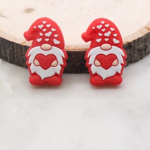 Christmas Gnome Silicone Beads, Gnome With Heart Silicone Beads, Christmas Chunky Beads, Silicone Loose Beads, Christmas Focal Beads #373