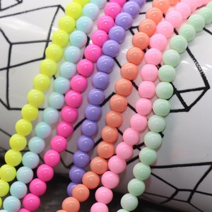 Perles de verre 6 mm, Perles de verre rondes, Perles de verre pour bijoux, Perles pour bracelets