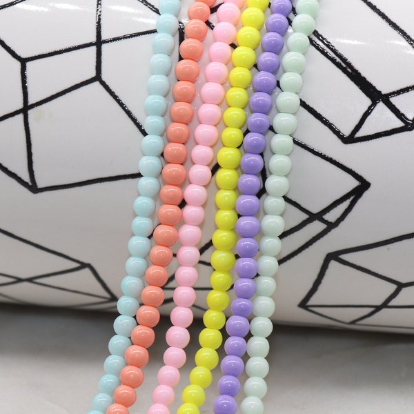 4mm Glass Beads, Round Glass Beads, Jewelry Glass Beads, Bracelet Beads