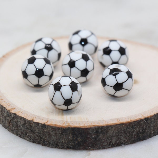 Soccer Ball Silicone Beads,  Sports Print Silicone Beads, Round Sports Ball Beads, Chunky Beads, Silicone Beads #248