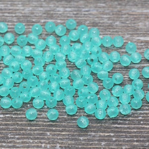 4mm Sea Green Round Beads, Translucent Round Gumball Beads, Round Spacer Beads, Bubblegum Beads, Plastic Round Smooth Bead #854
