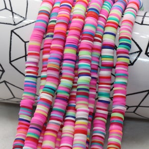 8mm Multicolored Heishi Beads, Rainbow Color Polymer Clay Disc Beads, African Disc Beads, Vinyl Heishi, 16 inch Strand #268