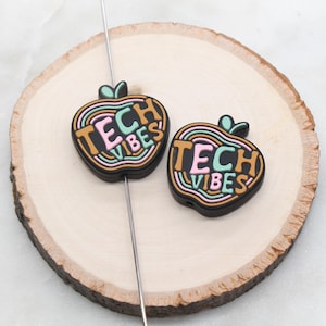 Tech Vibes Apple Silicone Focal Beads, Tech Silicone Beads, Silicone Loose Beads, Focal Beads #588