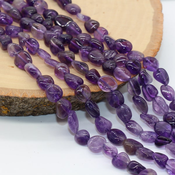 Amethyst Nugget Beads, Amethyst Gemstone Nugget Beads, Purple Loose Beads, Pebble Nugget Beads, Size 8mm #1