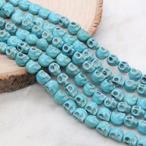 Skull Beads Howlite Beads, Skull Head Gemstone Beads, Bead for Bracelets, Skeleton Beads