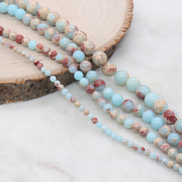 Sea Sediment Jasper Beads, Impression Jasper, Gemstone Smooth Round Beads, Size 4mm 6mm 8mm 10mm , Full Strand 15 inch, #149