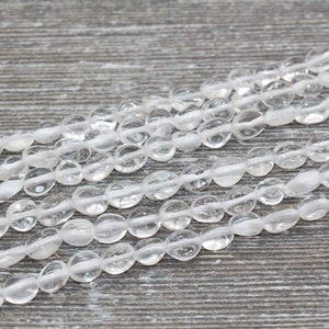 Clear Quartz Nugget Beads, Chip Gemstone Nugget Beads, Clear Crystal Loose Beads, Pebble Nugget Beads, Size 6mm #4