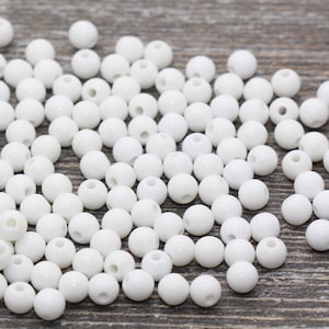 5mm White Gumball Beads, White Round Acrylic Loose Beads, Plastic Round Bubblegum Beads, Smooth Round Beads #857