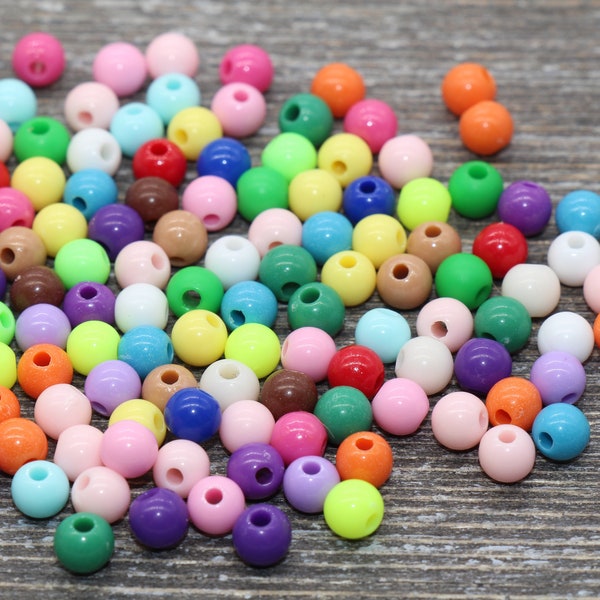 5mm Multicolored Gumball Beads, Mix Colors Round Acrylic Loose Beads, Plastic Round Bubblegum Beads, Smooth Round Beads #856