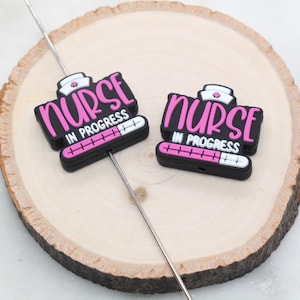 Nurse In Progress Silicone Focal Beads, Nurse Focal Beads, Chunky Beads, Silicone Loose Beads, Focal Beads #583