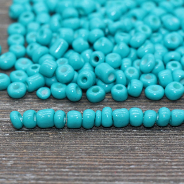 5mm Turquoise Glass Seed Beads, Size 3/0 Turquoise Opaque Czech Seed Beads, Rocailles Beads, Bead Bracelet, Beading Supplies #1419