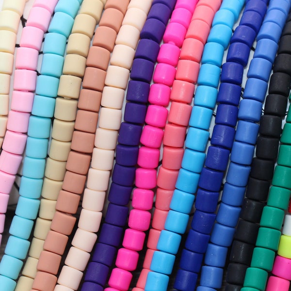 6mm Wide Column Chunky Beads, 15 COLORS Polymer Clay Beads,  Heishi Spacer Beads, Clay Tube Beads, Wide Vinyl Heishi Beads, Chunky Beads