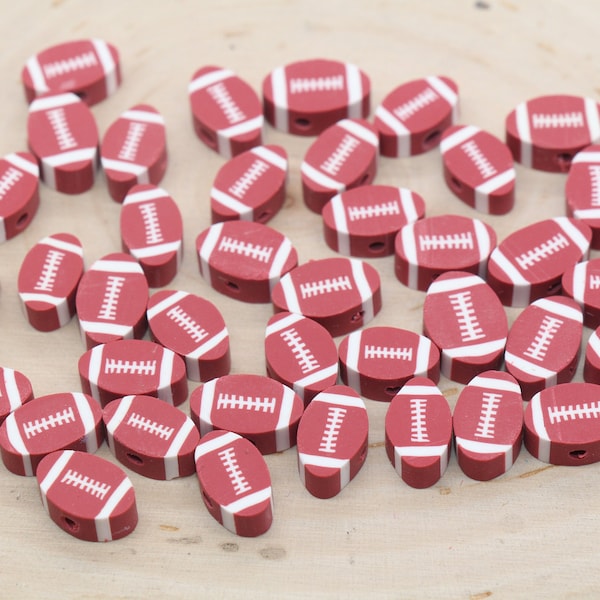 Football Beads, Football Polymer Clay Beads, Sport Themed Beads, Round Ball Beads, Fimo Cane Beads, Jewelry Beads, Beads for Bracelet