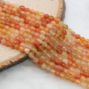 Orange Agate Beads, Orange Gemstone Nugget Beads, Loose Beads, Pebble Nugget Beads, Size 6mm #11