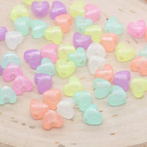 Glow in Dark Heart Beads, Assorted Heart Beads, Large Hole Beads, Glowing Plastic Heart Beads, Chunky Heart Beads, Symbol Beads  #726