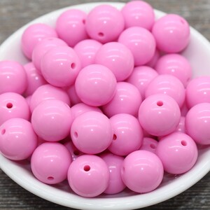 16mm Pink Gumball Beads, Round Acrylic Loose Beads, Solid Bubblegum Beads, Chunky Beads, Smooth Round Plastic Beads #1680