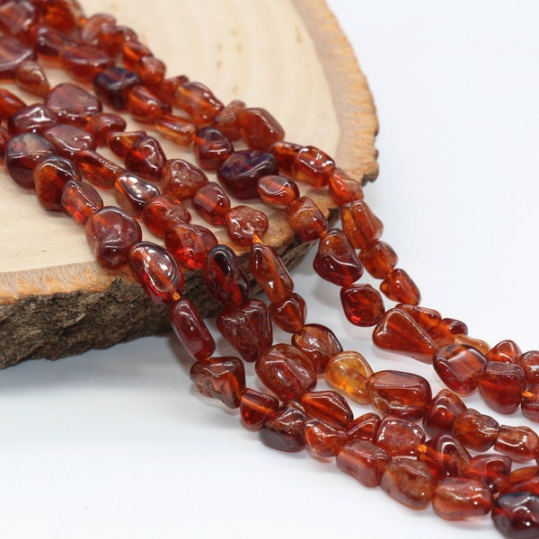 Orange Garnet Nugget Beads, Garnet Gemstone Loose Beads, Pebble Beads, Chip Beads, 6mm-7mm, #29