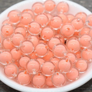 12mm Peach Round Beads, Peach Acrylic Round Gumball Beads, Bubblegum Beads, Chunky Beads, Plastic Round Bead #1928