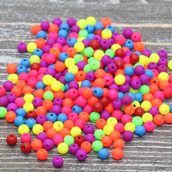 4mm Matte Round Beads, Acrylic Gumball Beads, Mixed Round Spacer Beads, Bubblegum Beads, Multicolored Spacer Beads, Plastic Round Bead #233