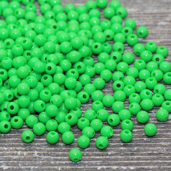 4 mm groene ronde kralen, acrylgomballenkralen, groene ronde afstandskralen, kauwgomkralen, ronde gladde kunststof kraal #226