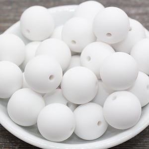 20mm Matte White Gumball Beads, Round Acrylic Loose Beads, Solid Bubblegum Beads, Chunky Beads, Round Plastic Beads #1642