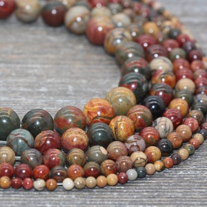 Picasso Jasper Beads, Picasso Gemstone Round Beads, Jewelry Making Bracelet Beads, Size 4mm 6mm 8mm 10mm 12mm, 15&#39;&#39; Strand #65