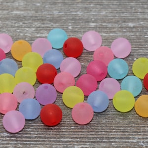 10mm Matte Multicolored Gumball Beads, Round Acrylic Loose Beads, Frosted Bubblegum Beads, Chunky Beads, Round Plastic Beads #738