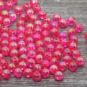 6 mm Fuchsia AB okrągłe koraliki, tęczowe akrylowe koraliki gumball, przezroczyste okrągłe koraliki dystansowe, koraliki bubblegum, plastikowe okrągłe koraliki #919